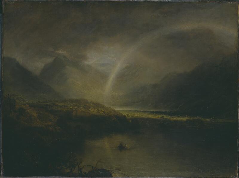 Joseph Mallord William Turner, Buttermere Lake with Part of Cromackwater, Cumberland, a Shower, exhibited 1798, Öl auf Leinwand