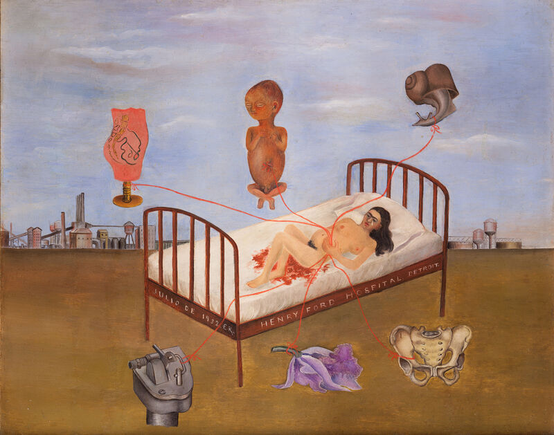 Frida Kahlo, Henry Ford Hospital, 1932, Öl auf Metall, Museo Dolores Olmedo, Mexico City