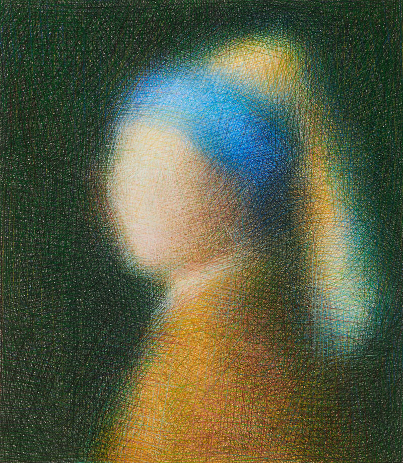 Sławomir Elsner, Girl with a Pearl Earring, after Jan Vermeer van Delft, 1665, 2018