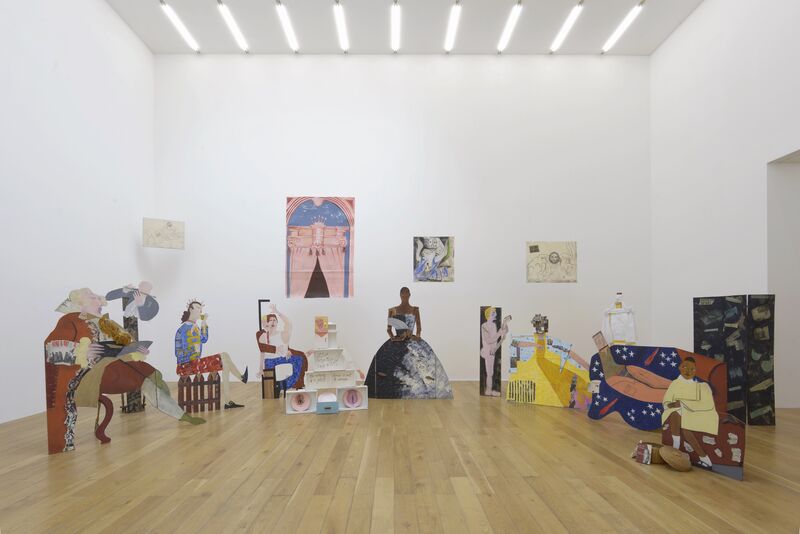 Artwork by Lubaina Himid, Title: A Fashionable Marriage (installation view)