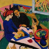 Ernst Ludwig Kirchner Erich Heckel und Dodo im Atelier (Rückseite: Doppelbildnis des Ehepaares Schiefler, 1923), 1910/11