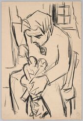 Hermann Scherer, E. L. Kirchner bei der Arbeit an der Holzskulptur \