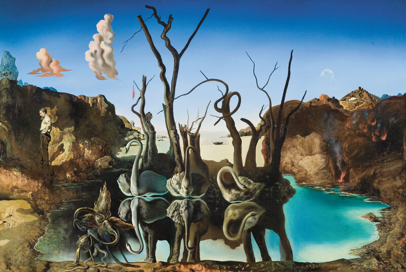 Salvador Dalí, Cisnes reflejando elefantes (Schwäne spiegeln Elefanten wider), 1937. Esther Grether Familiensammlung