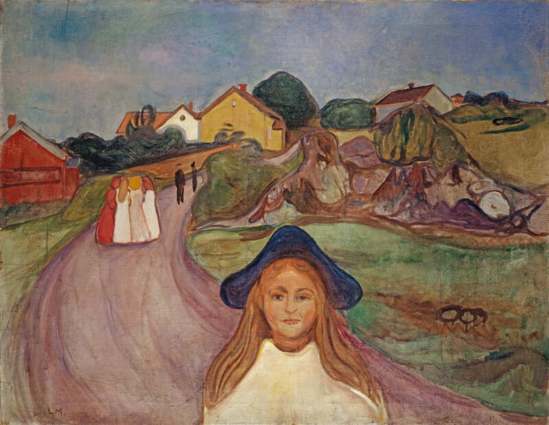 Edvard Munch, Straße in Aggsgardstrand, 1901, Öl auf Leinwand