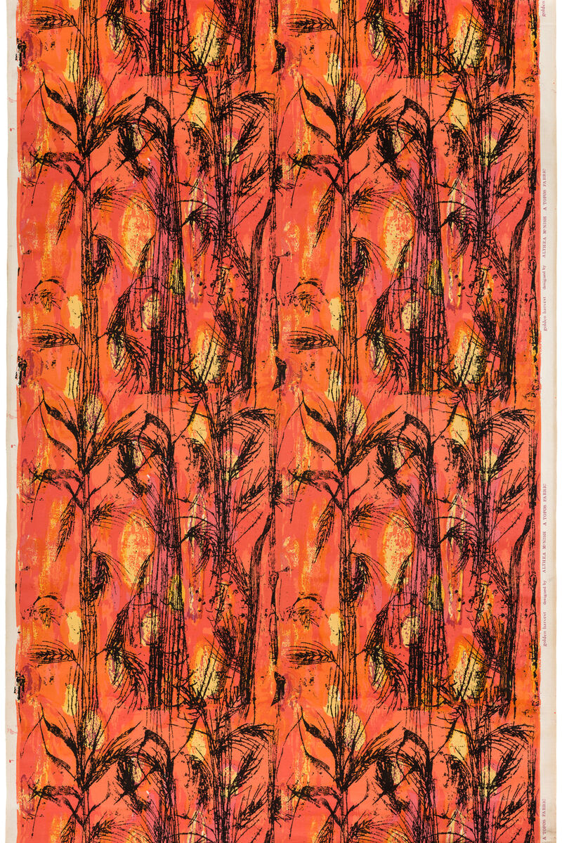Golden Harvest, screen printed cotton, designed by  Althea McNish for Hull Traders, c.1960s