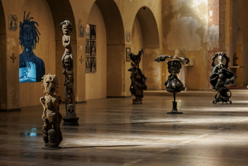 documenta fifteen: Atis Rezistans | Ghetto Biennale, Studio Verve Architects, Vivian Chan, Martina Vanin,The Floating Ghetto, 2022, installation view, St. Kunigundis, Kassel, June 14, 2022