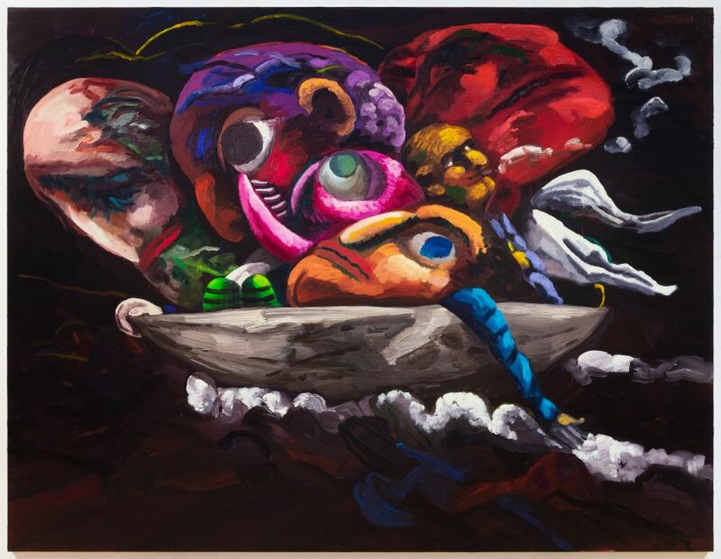 Dana Schutz, Boat Group (Bådgruppe), 2020, Olie på lærred, 231,1 × 304,8 cm