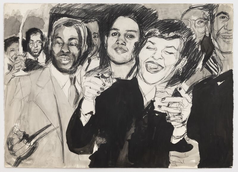 Darrel Ellis, Family Party, 1983. Pen and brush and black ink, wash, and charcoal on paper 30½ ×40 in.