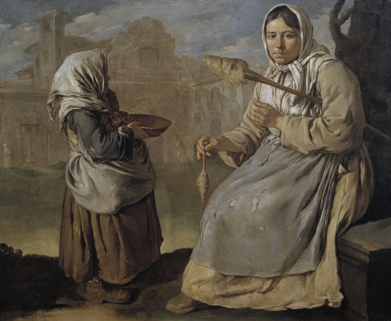 Little Beggar Girl and Woman Spinning, about 1730– 1734, Giacomo Ceruti (Italian, 1698–1767)