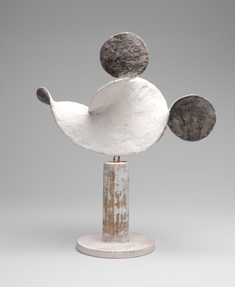 Markus Raetz Form im Raum I, 1991 Gips, armiert (Hanffasern, Kupferdraht), bemalt (Aquarell), Holz, bemalt (Aqua-rell), Kartonrohr Privatbesitz Foto: SIK-ISEA, Zürich (Philipp Hitz)