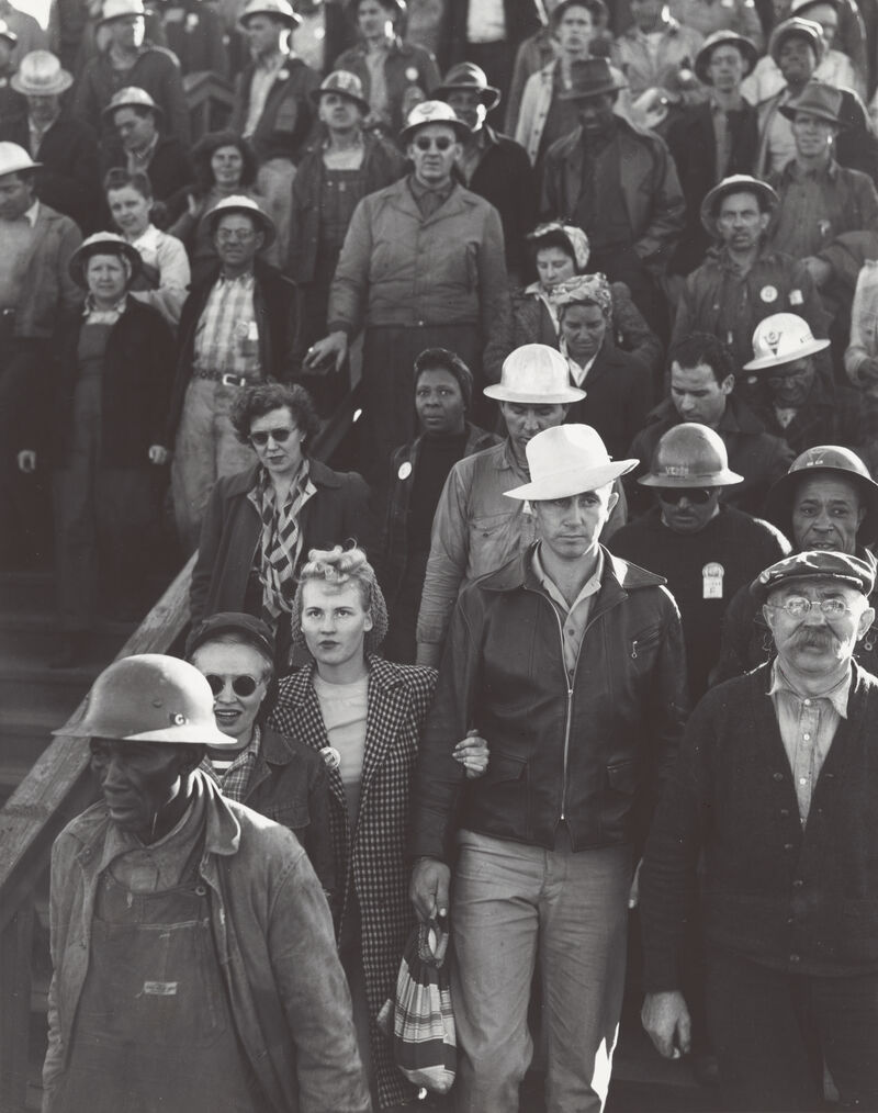 Dorothea Lange, End of Shift, 3:30, Shipyard Construction Workers, Richmond, California, September 1943