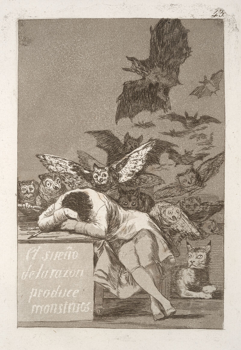 Francisco de Goya y Lucientes (Spanish, 1746–1828) Caprichos: The Sleep of Reason Produces Monsters (El sueño de la razon produce monstruos), 1799