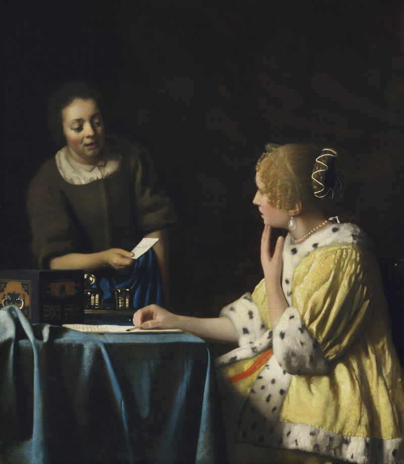 Johannes Vermeer, (1632–1675)  Mistress and Maid, ca. 1666−67