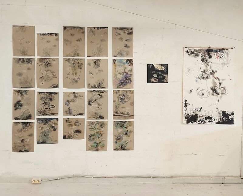 Studioansicht mit neuesten Werken von Danielle Vidal-Ausseil