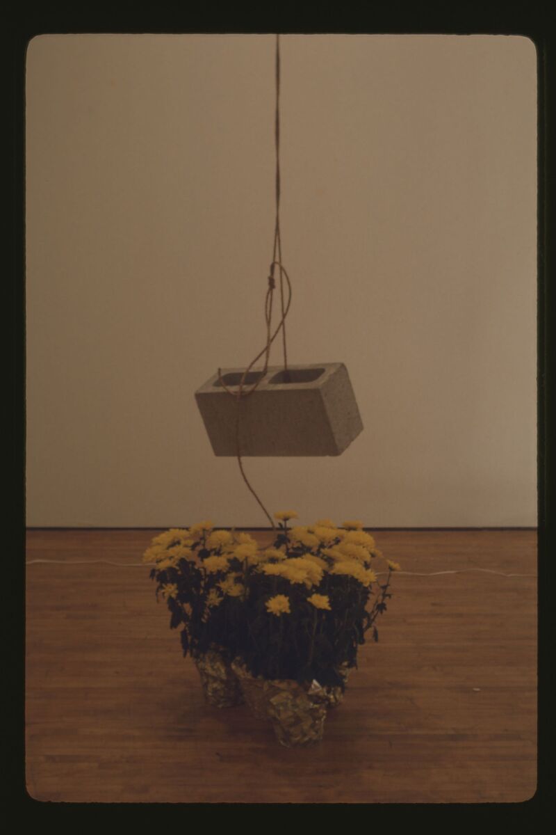 Bas Jan Ader (1942–1975), Light vulnerable objects threatened by eight cement bricks [Detail], 1970