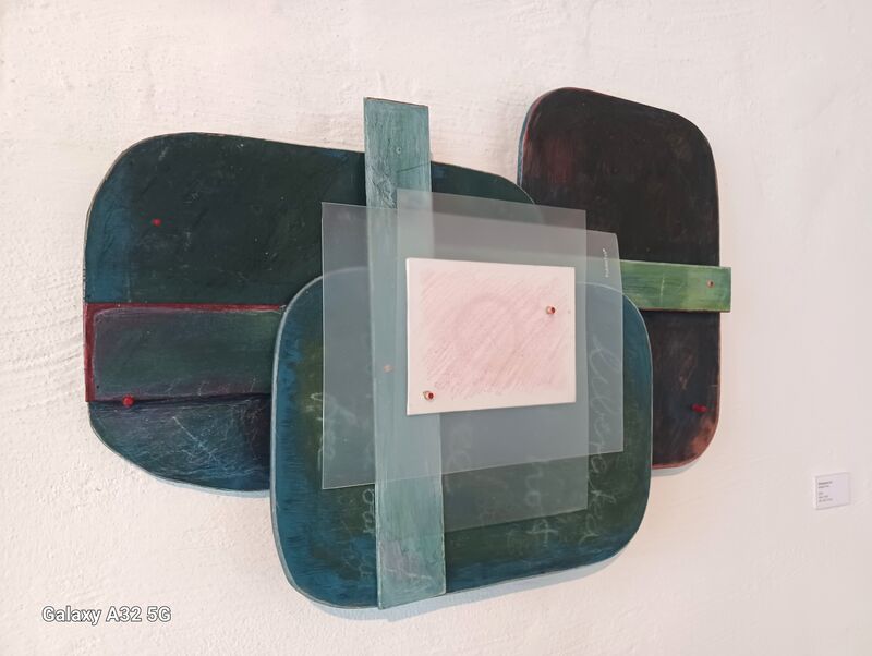 Margret Holz, Palimpsest 01, Holz, Leinwand, Acryl, 40 x 55 x 9 cm