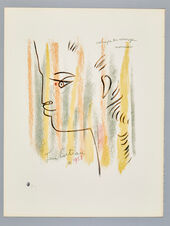 Jean Cocteau, Portrait eines Faun, Farblithografie, 1958