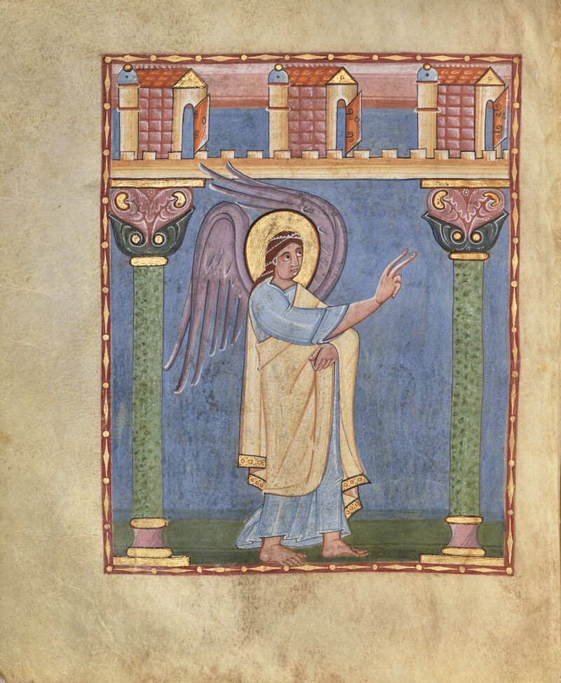 The Annunciation from Irmengard Codex, German, shortly after 1053