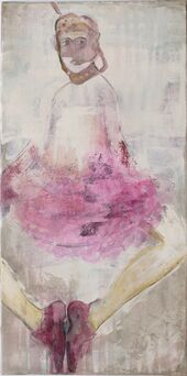 Gerlind Hentze, Ungewissheitsrauschen aus der Reihe Die Eigensinnigen, 2023, Tempera auf Leinwand, 70 x 35 cm