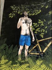 Chris Wehrmann, boy in the bracken, 2023, acryl on canvas, 30 x 40 cm