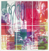 Henning Haupt, Five Sets of Magenta and Space, 2023, 5 painted cutouts, 34 sheets, each 100×65 cm, oil and wax pastel on bristol paper