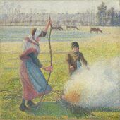 Camille Pissarro, Raureif, eine junge Bäuerin macht Feuer, 1888