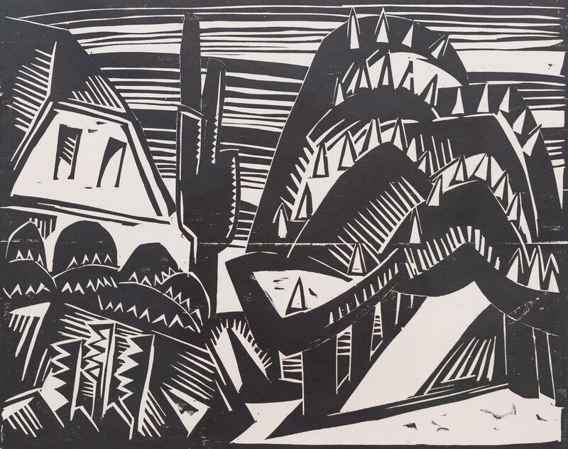 Karl Schmidt-Rottluff, Landschaft mit Kastanienallee, 1919
