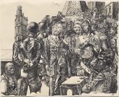 Werner Tübke (1929 – 2004), Straße in Brüssel (mit Selbstbildnis), 1965