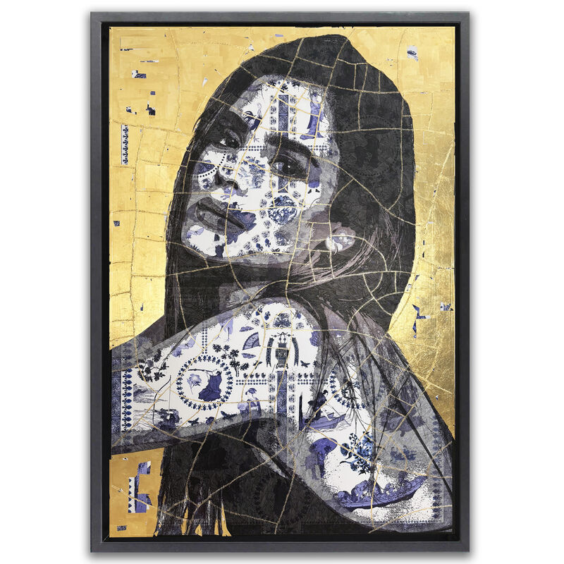 THE VAULT ALEXANDRE DE POPLAVSKY - Kintsugi Gabi - 160 x 110 cm - Mixed media  porcelain effect, acrylic, posca, marker, plaster, gold leaf - Unique piece – 2024