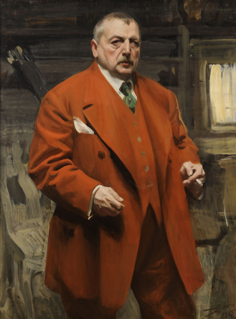 Anders Zorn (1860–1920), Selbstporträt in Rot, 1915