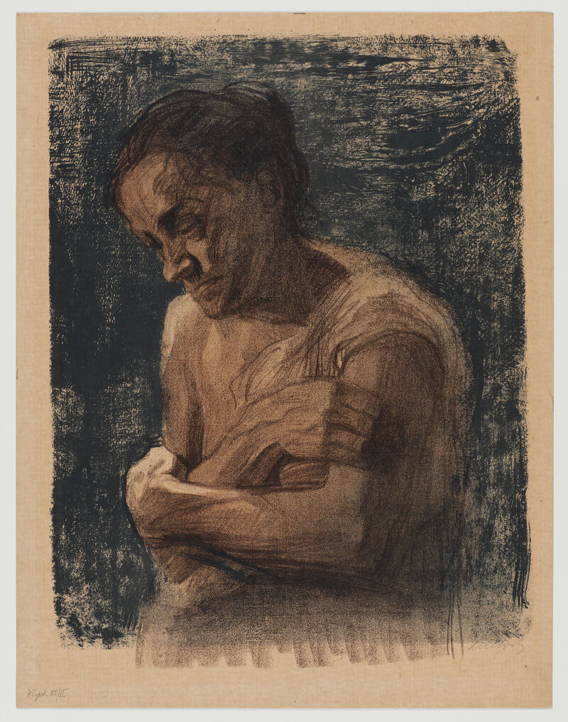 Käthe Kollwitz, Halbfigur einer Frau mit verschränkten Armen, 1905