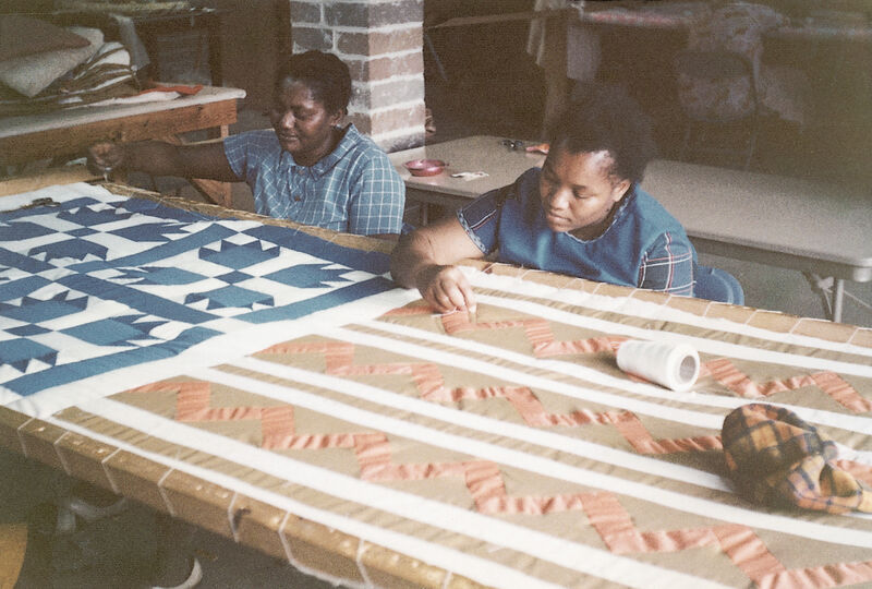 Leola Pettway and Qunnie Pettway working at the Freedom Quilting Bee, 1972