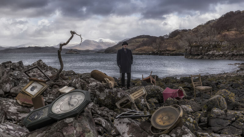 Installation view of John Akomfrah, Vertigo Sea, 2015 (still), 3 channel high-definition video