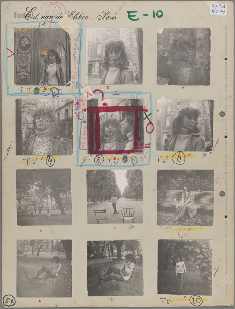 Ed van der Elsken, Contact sheet with Vali Myers, Paris, 1950–1953