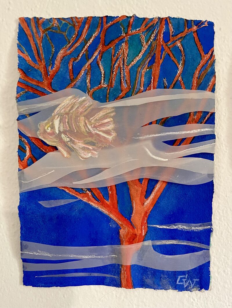 Gabriele Weide, 12R.380mR, Aquarell, Kreide, Collage auf Büttenpapier