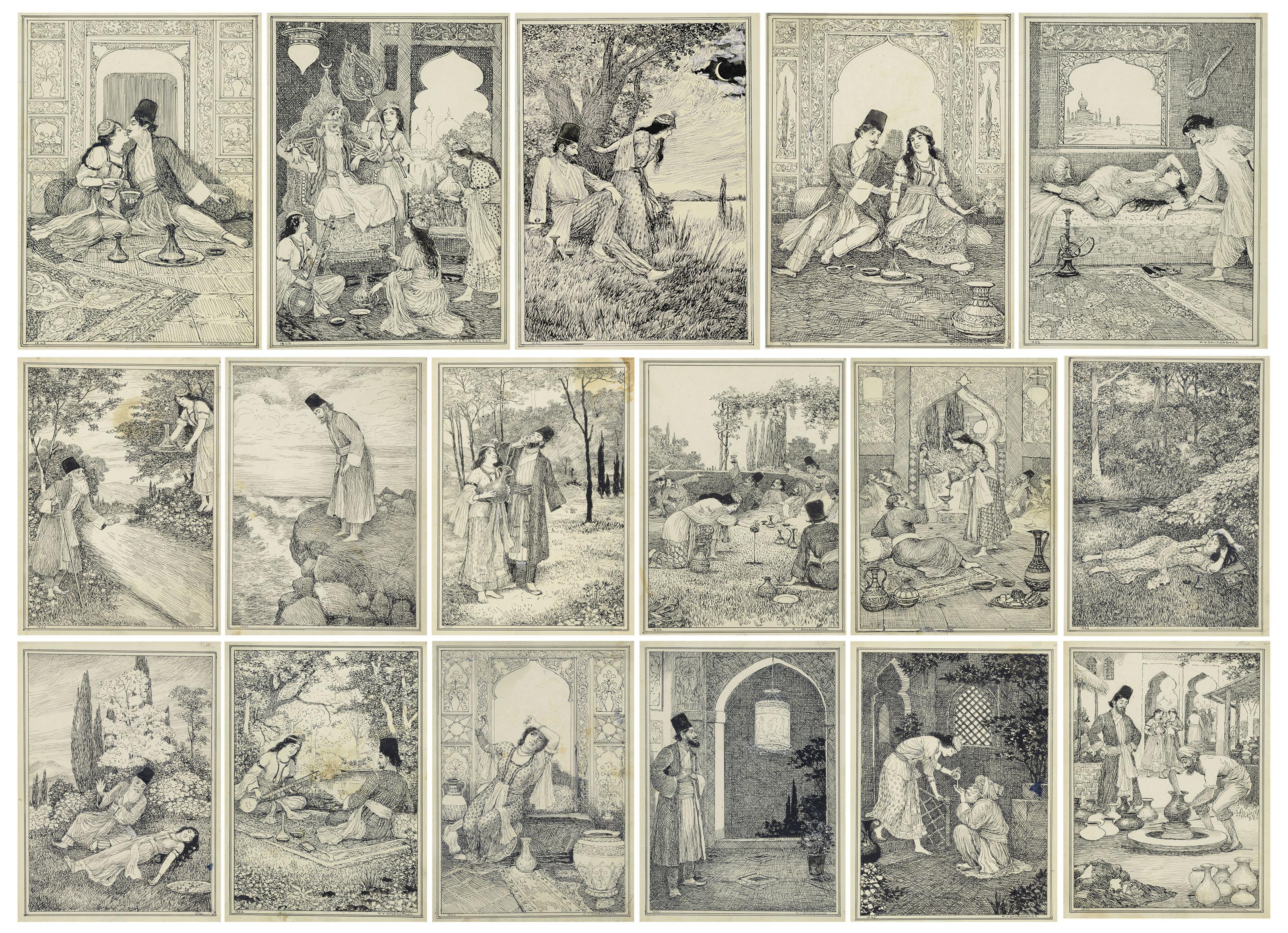 Mahadev Viswanath Dhurandhar - Untitled (Rubaiyat of Omar Khayyam)