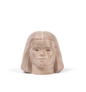 Mahmoud Moussa - Pharonic Head 14 x 14 x 13 cm
