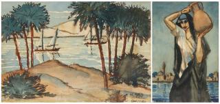 Mahmoud Saïd - i) Felouques à Assouan  ii) La Fille à  l\'amphore