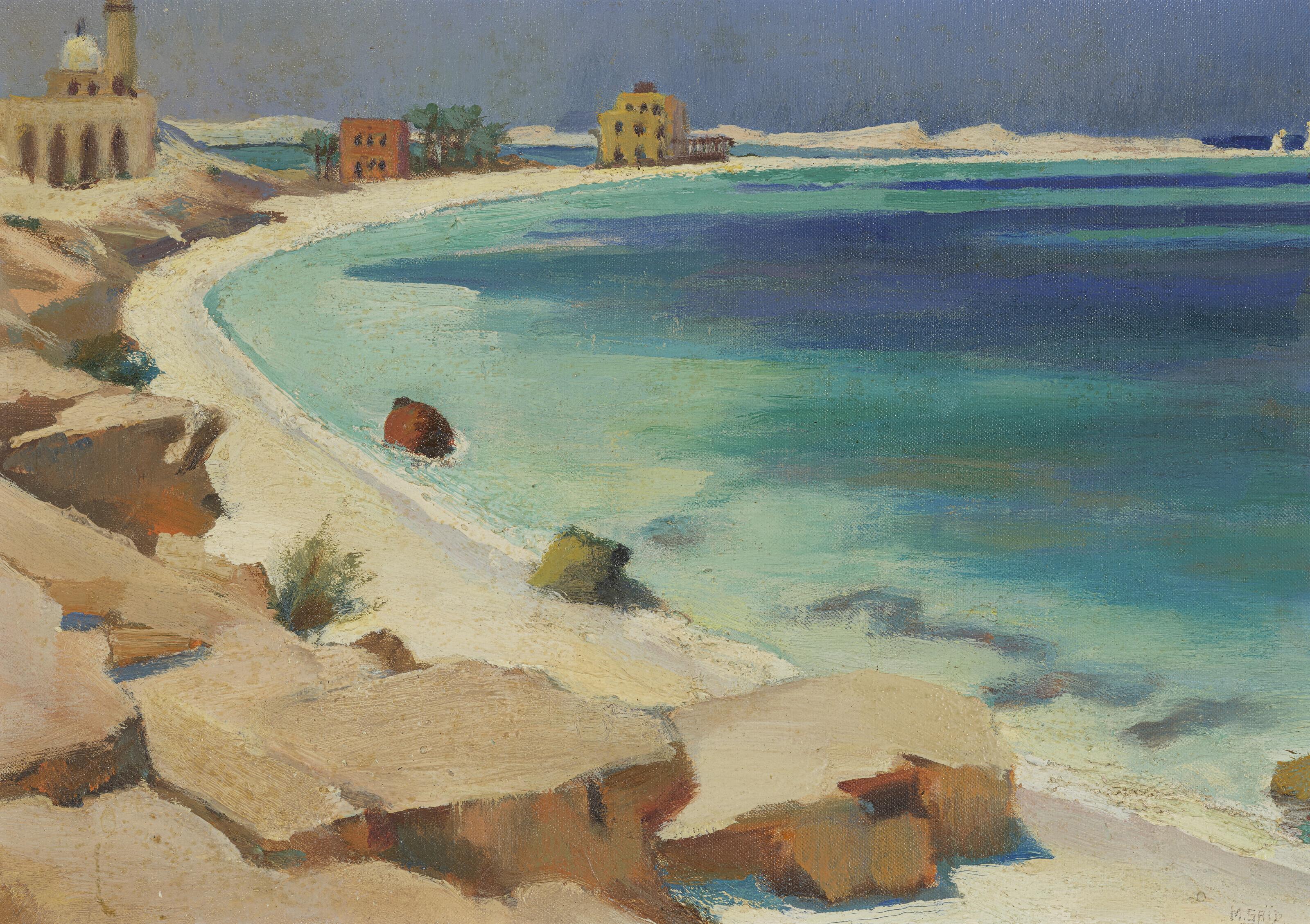 Mahmoud Saïd - Les falaises - la baie à Marsa Matrouh (esquisse)