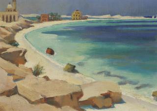 Mahmoud Saïd - Les falaises - la baie à Marsa Matrouh (esquisse)