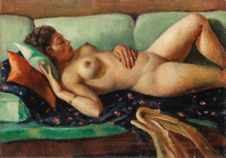Mahmoud Said - Nu couché au divan blue (Nude Reclining on a Blue Couch)