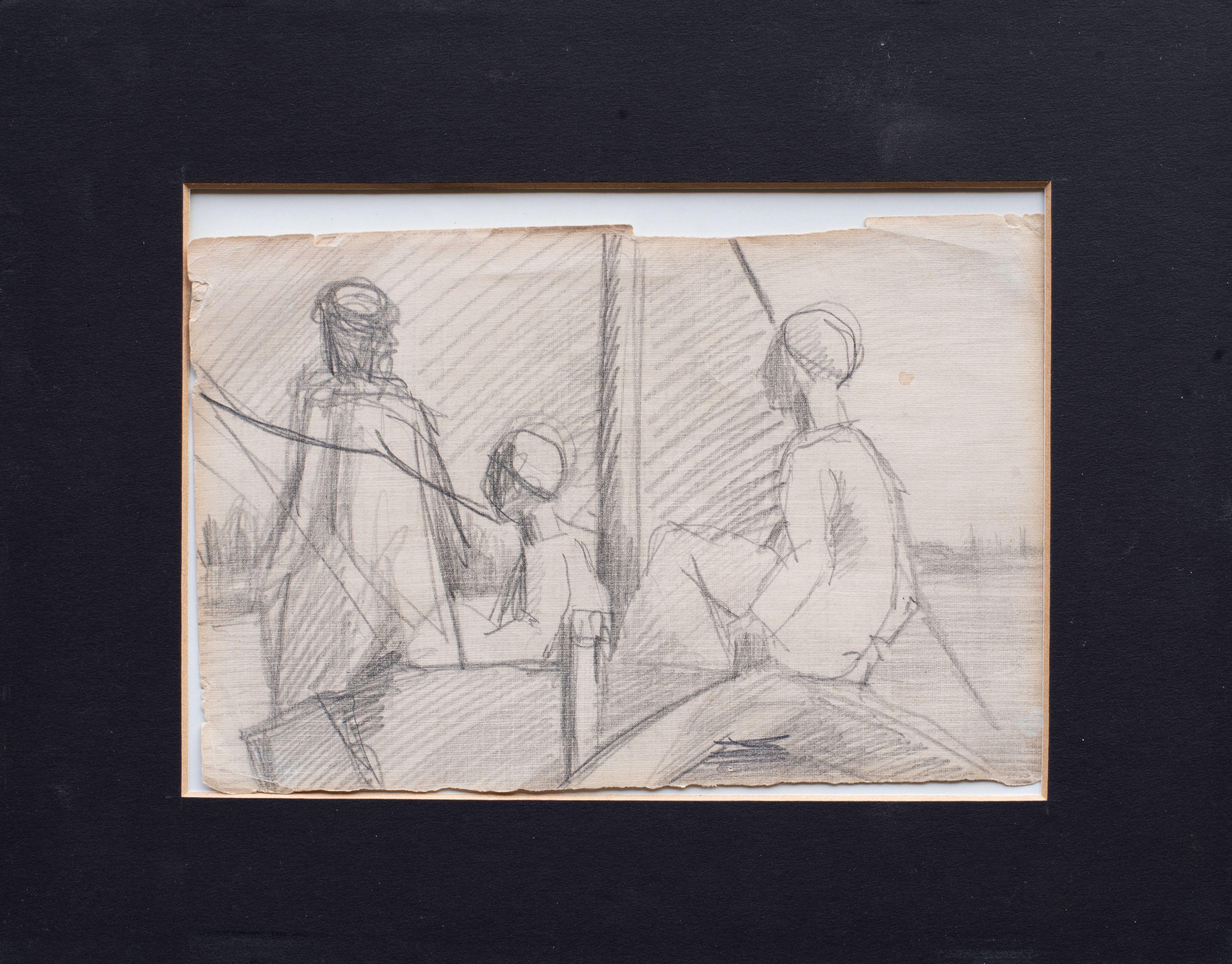 Mahmoud Said - Trois hommes sur un voilier