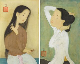 Mai Trung Thu - D  eux femme se coiffant (Two Ladies Styling)