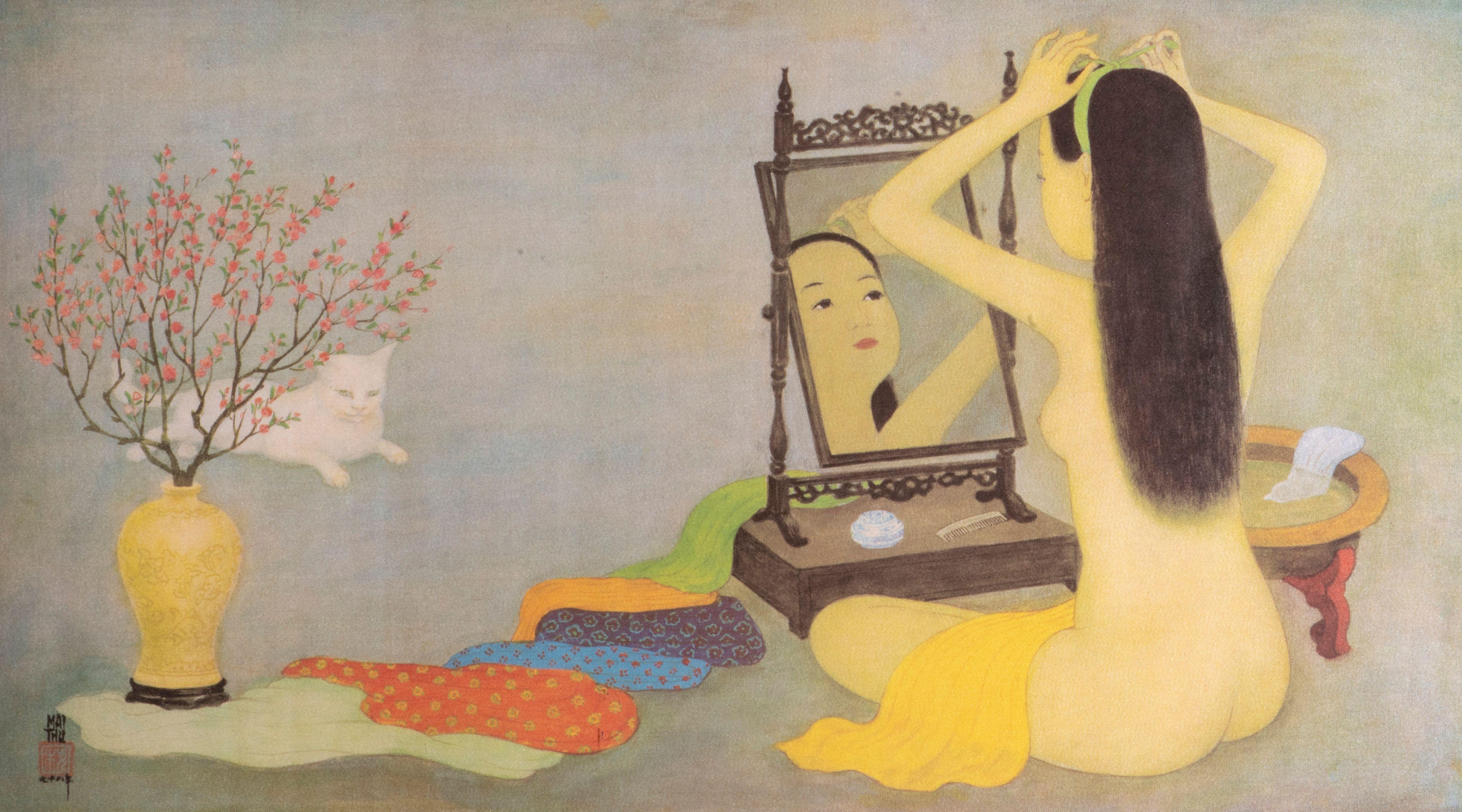 Mai Trung Thu - Femme nue au chat