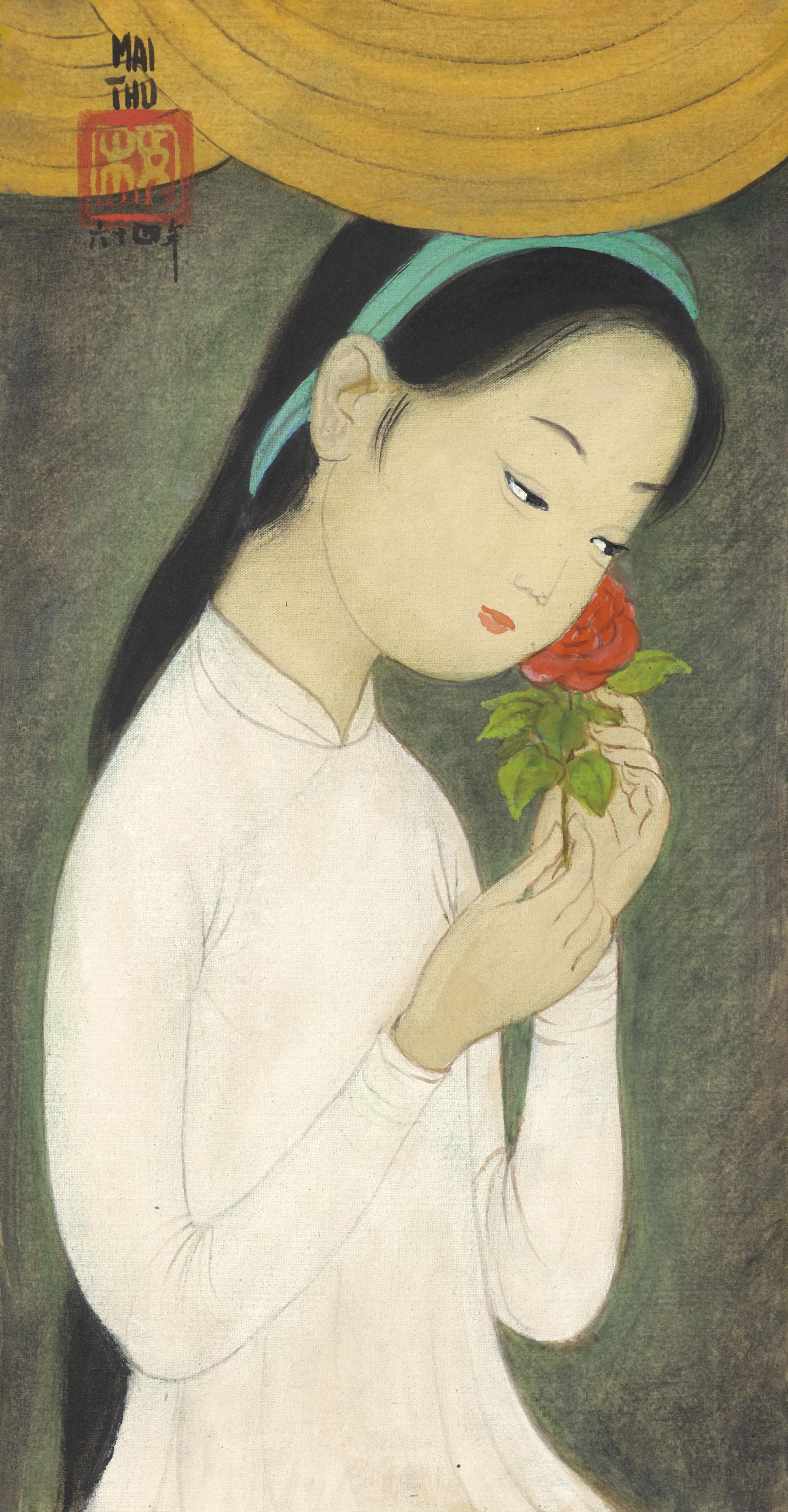 Mai Trung Thu - Jeune fille à la rose (Young Lady with a Rose)