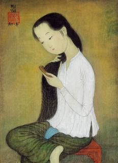 Mai Trung Thu - JEUNE FILLE PEIGNANT LES CHEVEUX (YOUNG GIRL COMBING HAIR)