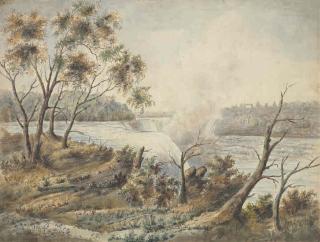 Major Charles Frederick Gibson - A view of Niagara Falls, showing the Bridal Veil Falls, Goat Island and Horseshoe Falls, taken from Luna Island