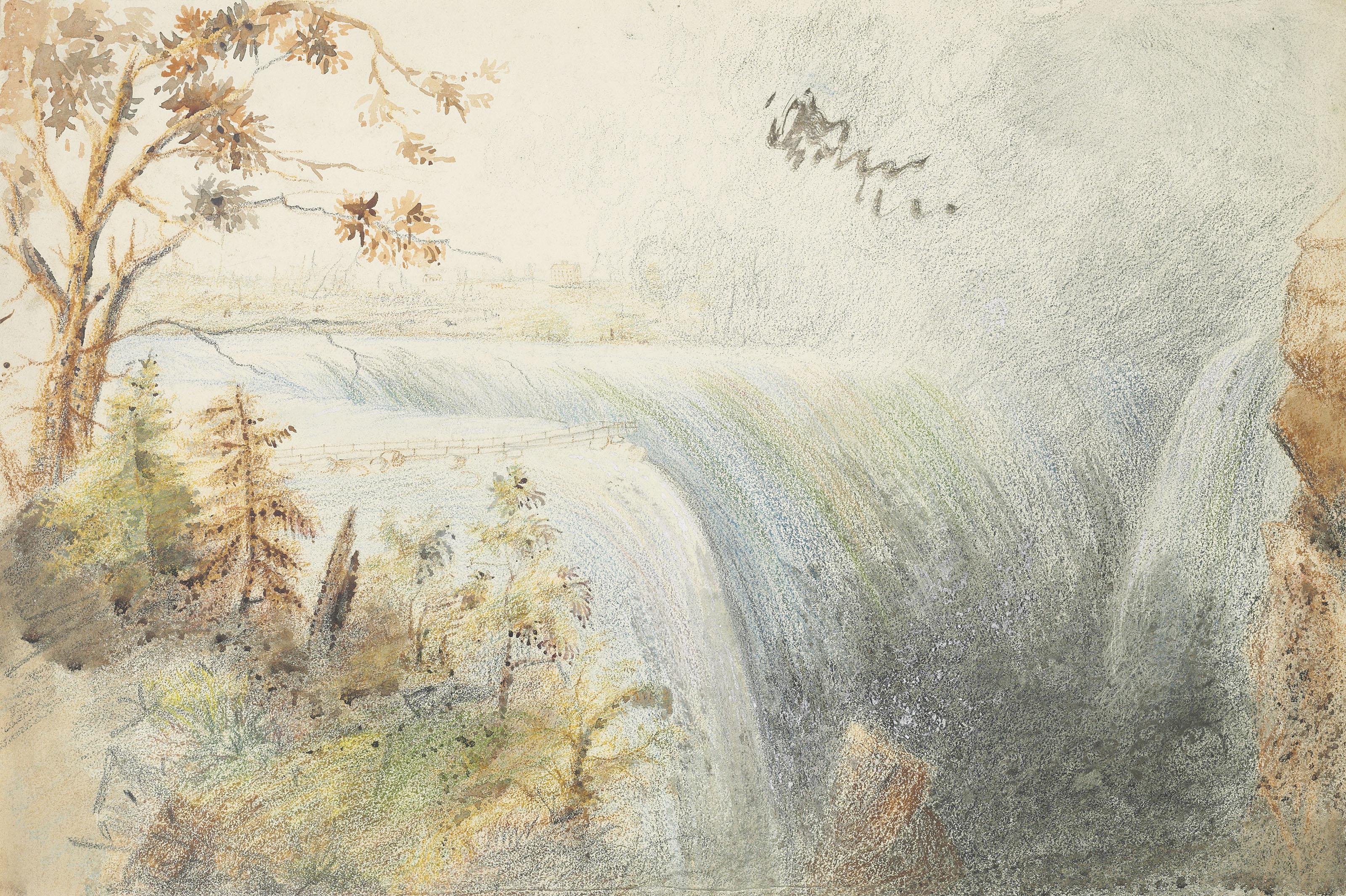 Major Charles Frederick Gibson - Niagara Falls, with the Terrapin Tower and bridge over Terrapin Rocks