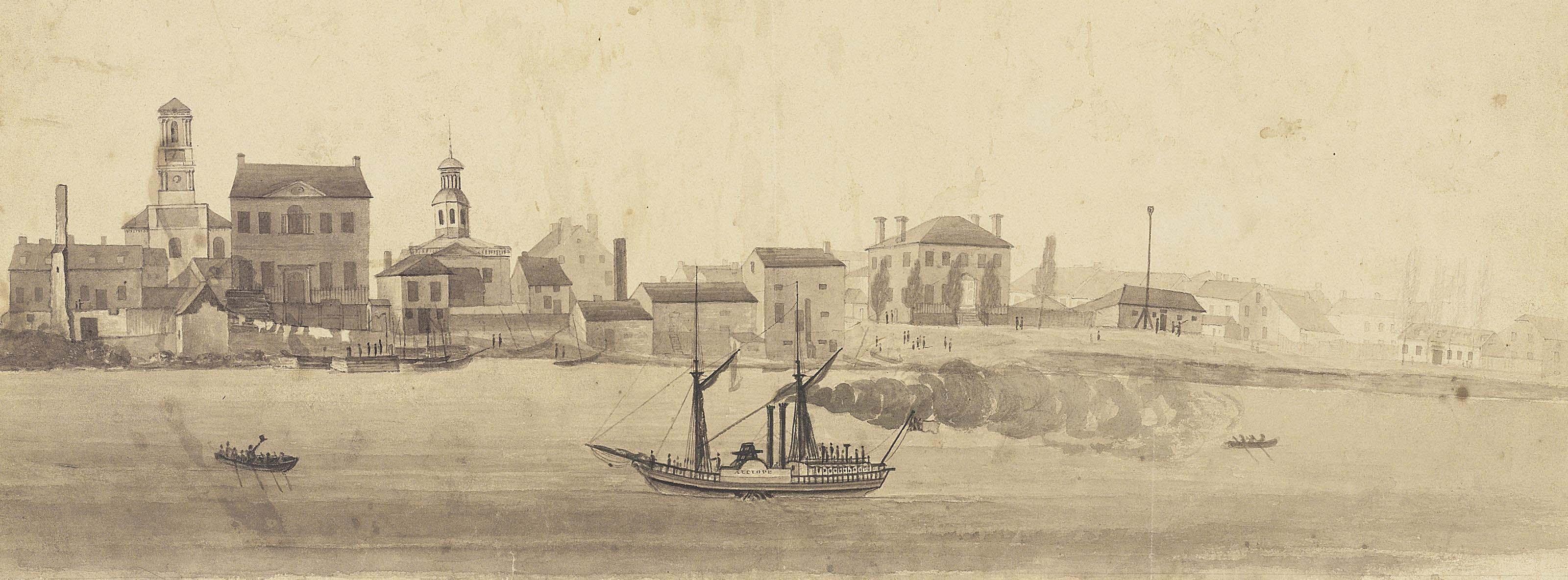 Major Charles Frederick Gibson - The waterfront at Kingston from the River St Lawrence