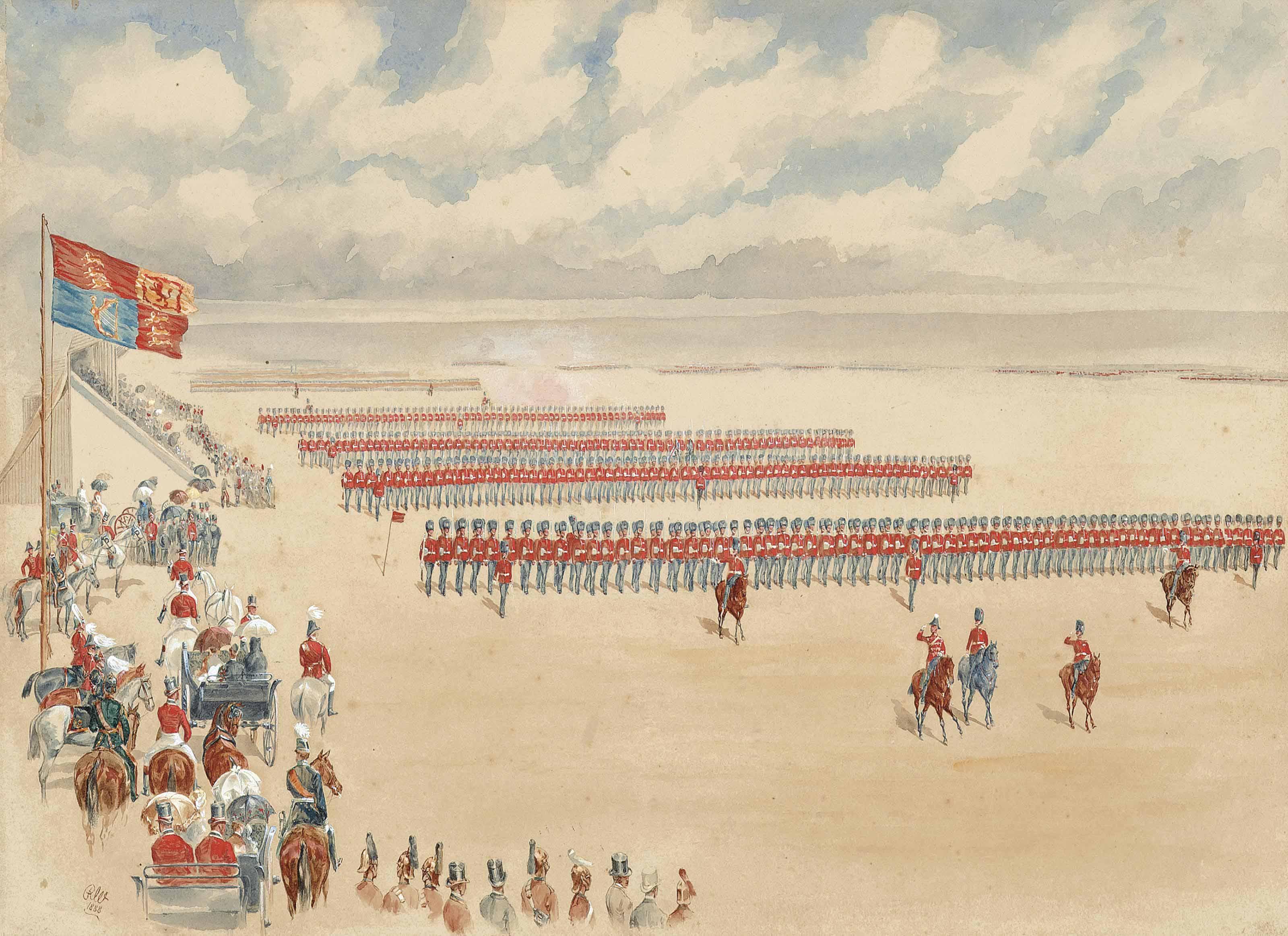 Major Reginald Augustus Wymer - The march past of the Northumberland Fusiliers before Queen Victoria at the Jubilee Review, Aldershot, 7th July 1887